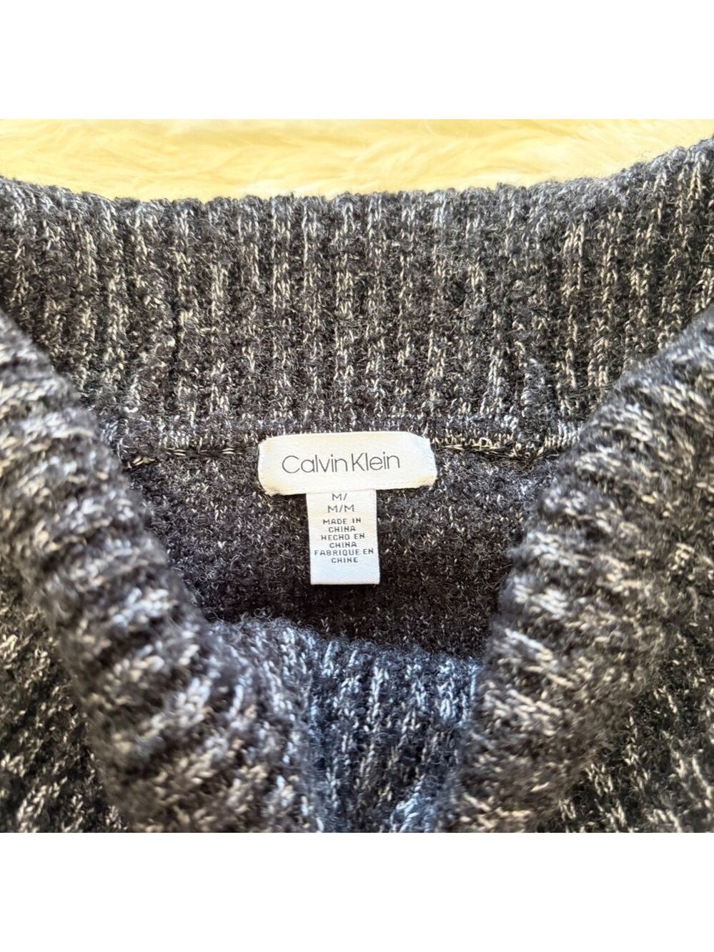 Womens Calvin Klein Cowl Neck Sweater Charcoal Grey Knit Size Medium Minimalist - Picture 2 of 4